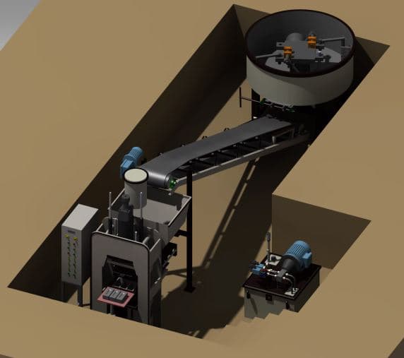 3D view of the PM24 installed in its pit, from the side