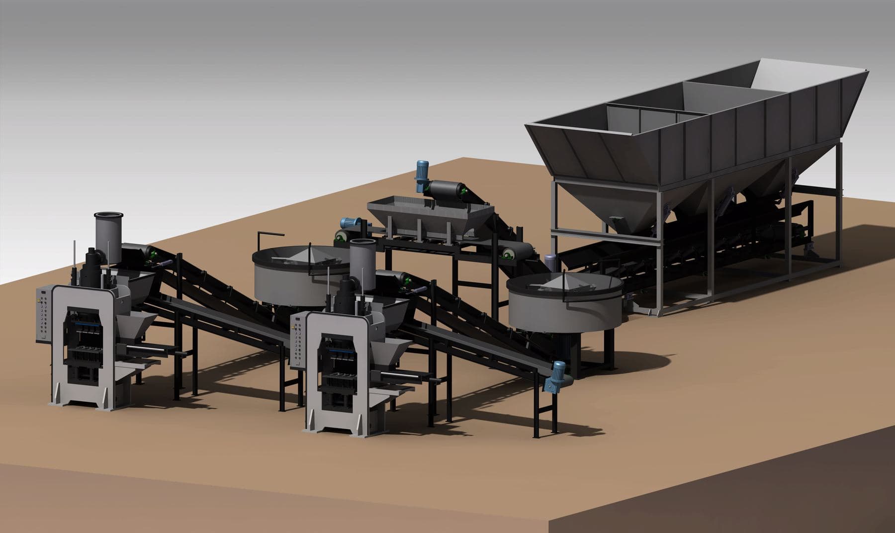 Double production line, presses in the foreground