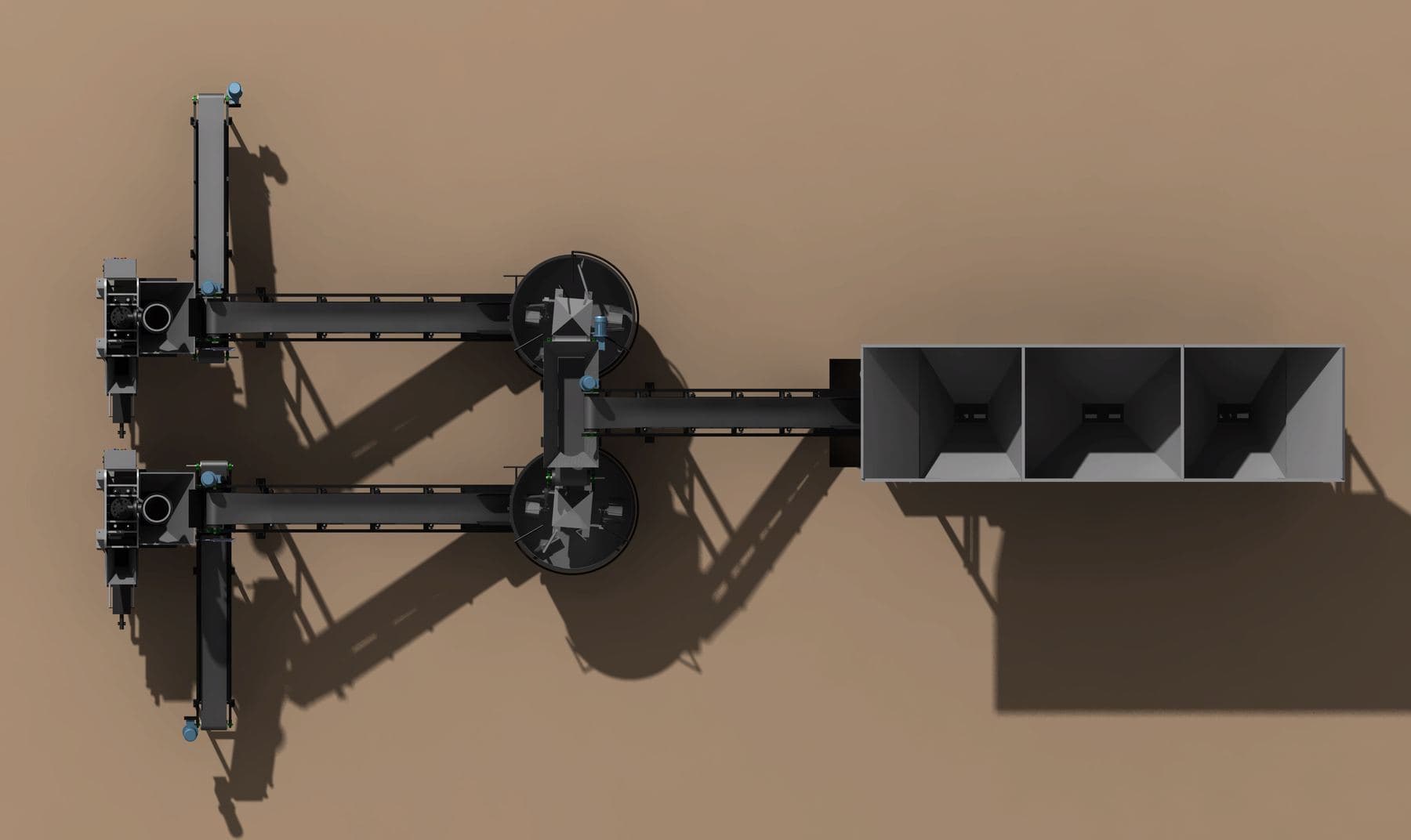 Top view of the double line layout