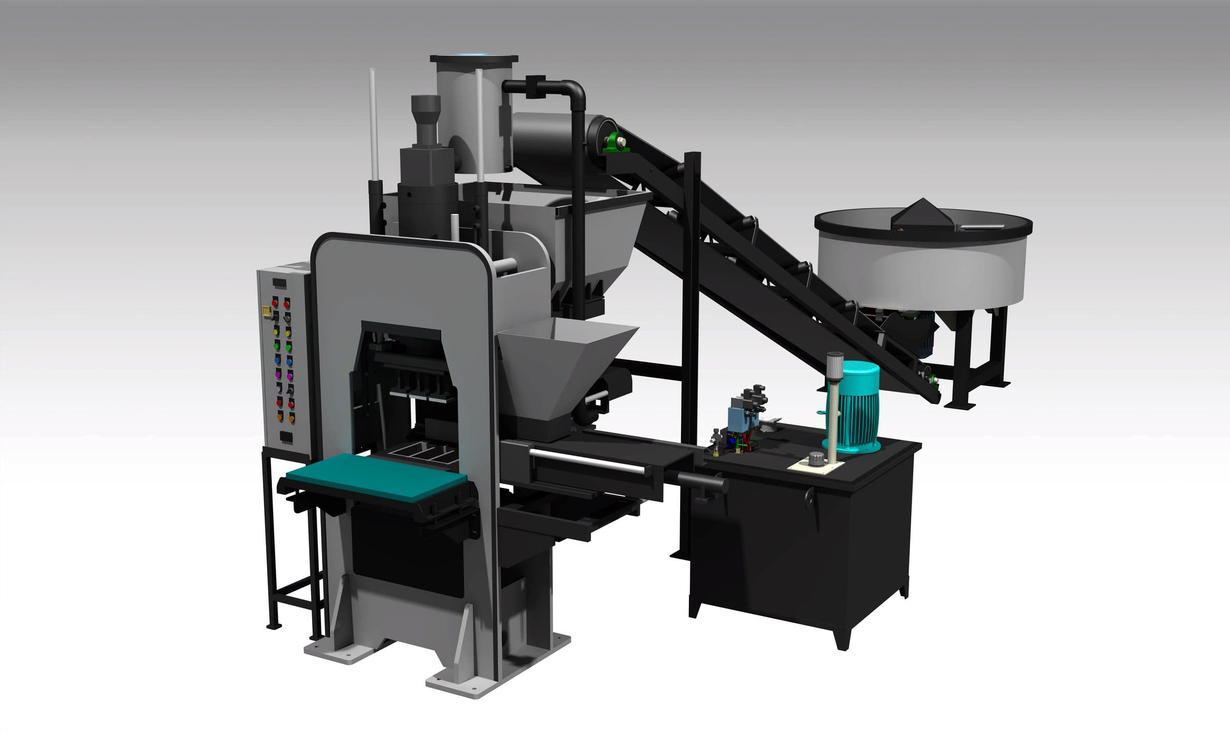 3D render of the PMA24 brick and paver block machine
