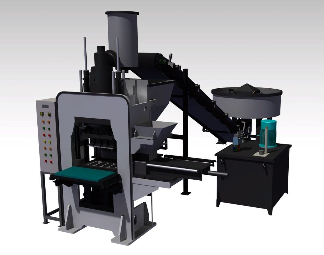 3D render of the PMA32 M50 brick and paver block machine